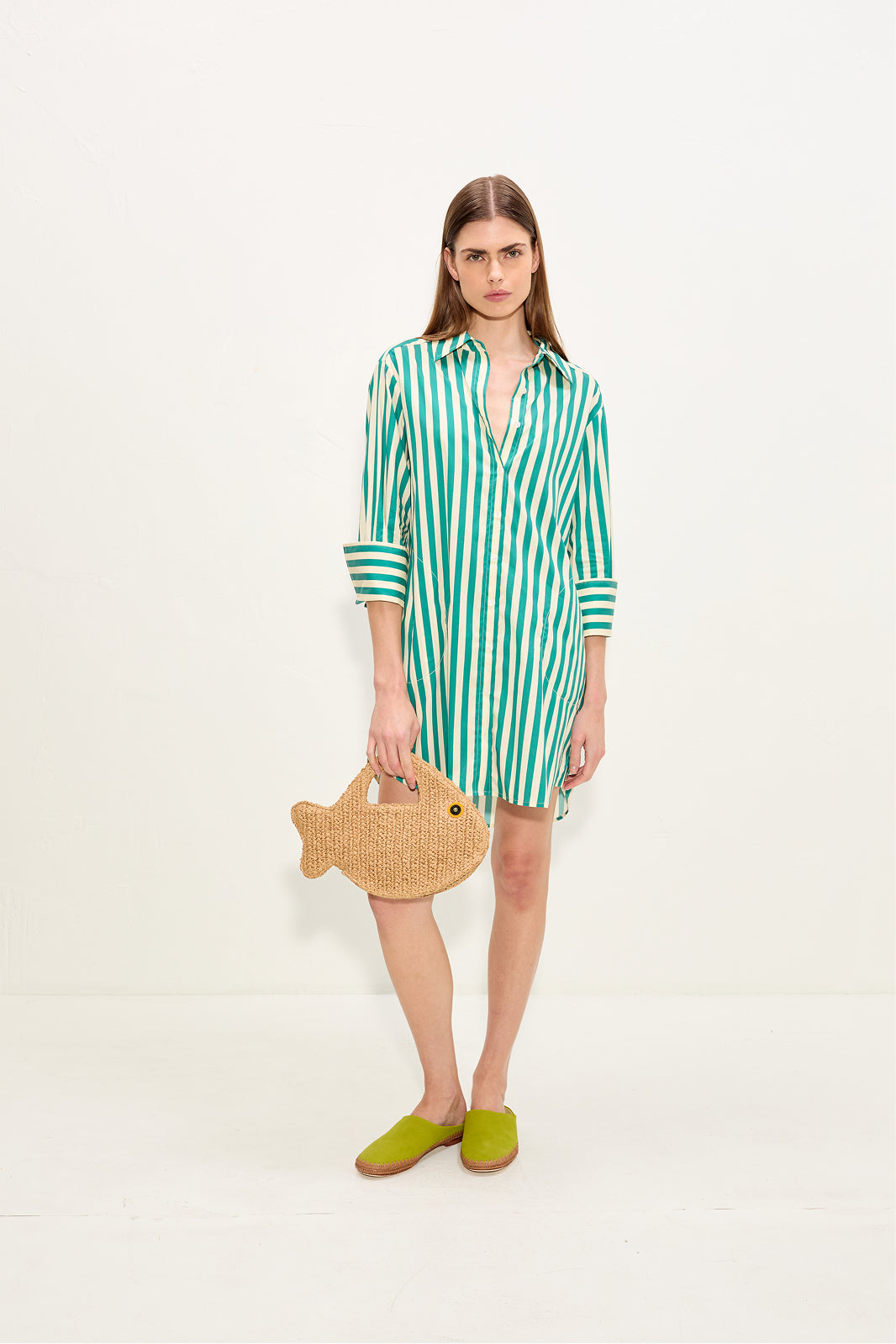 Kena Poplin Dress | Simon Miller Teal/Cream Stripe