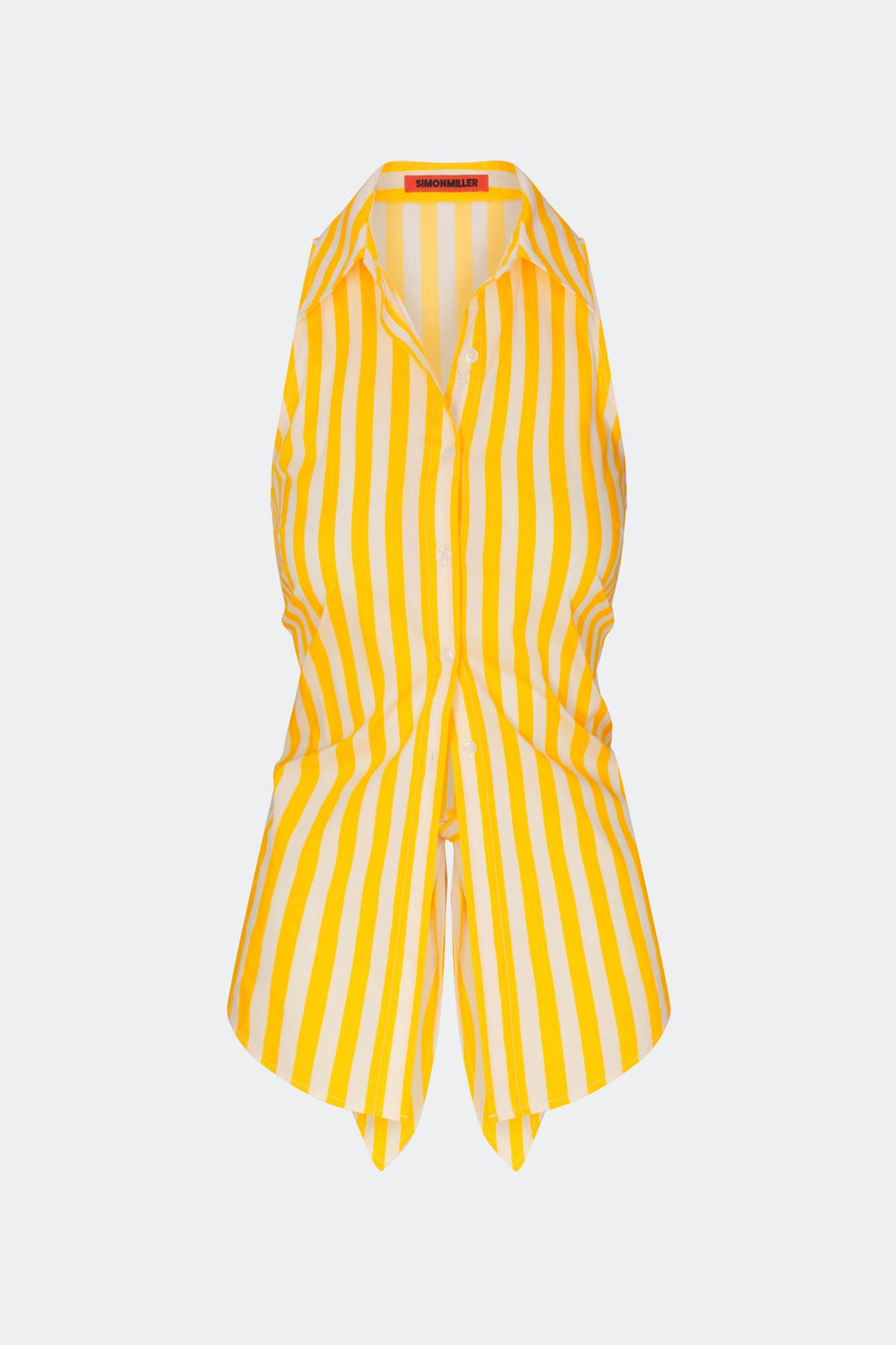 Loch Sleeveless Poplin Button Up | Simon Miller Sungold/Ecru Stripe