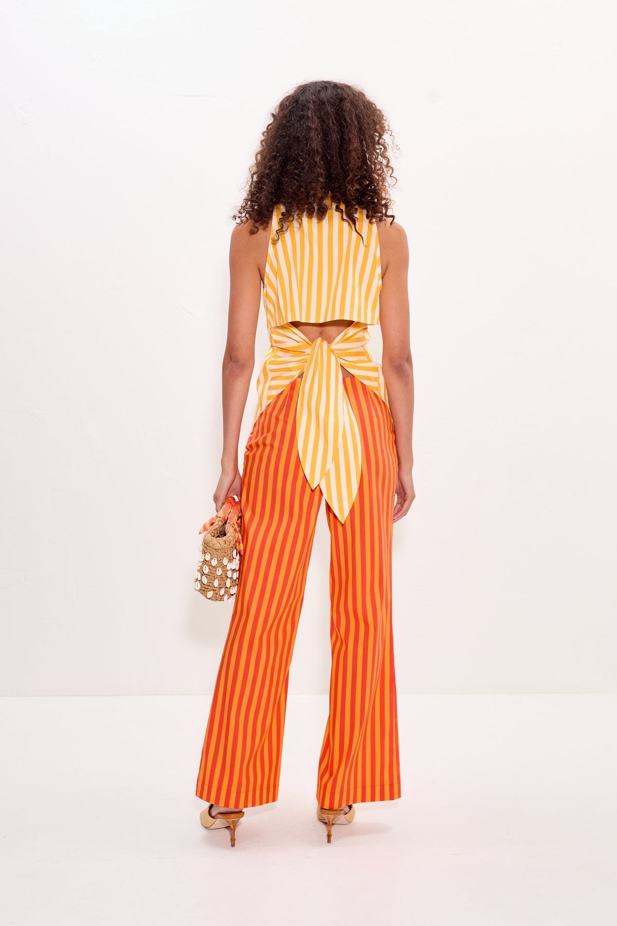 Loch Sleeveless Poplin Button Up | Simon Miller Sungold/Ecru Stripe