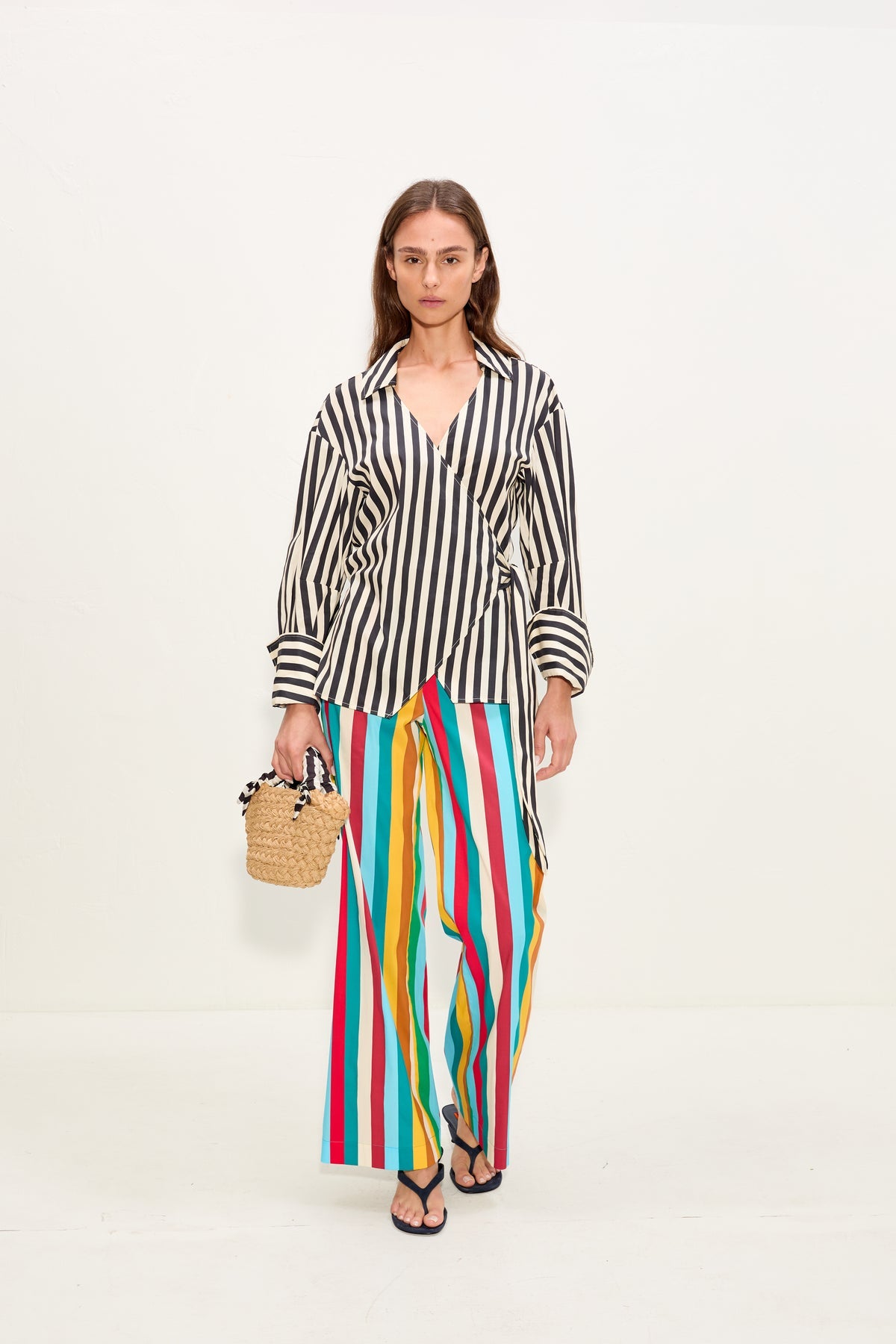 Anya Poplin Wrap Top | Simon Miller Black/White Stripe