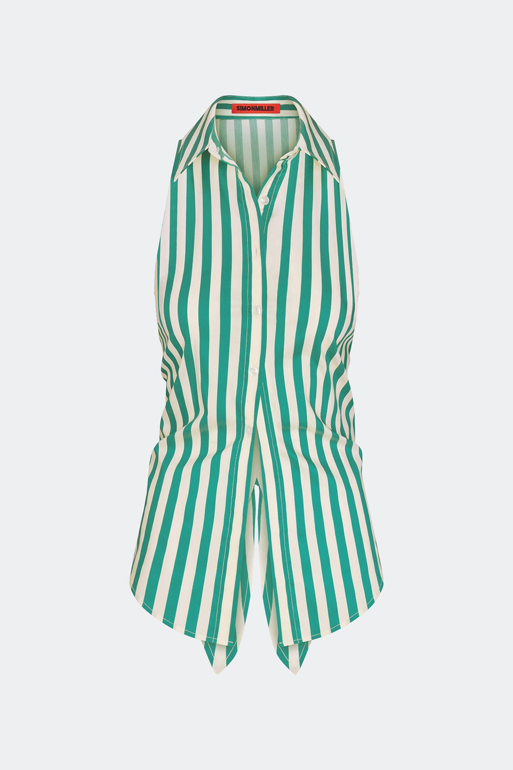 Loch Sleeveless Poplin Button Up | Simon Miller Teal/Cream Stripe