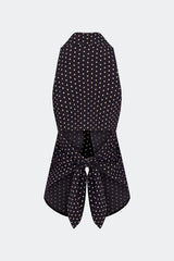 Loch Sleeveless Crepe Button Up | Simon Miller Black/Tan Polka Dot