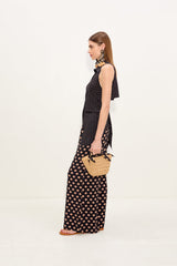Loch Sleeveless Crepe Button Up | Simon Miller Black/Tan Polka Dot