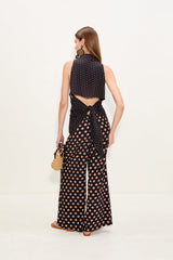 Loch Sleeveless Crepe Button Up | Simon Miller Black/Tan Polka Dot