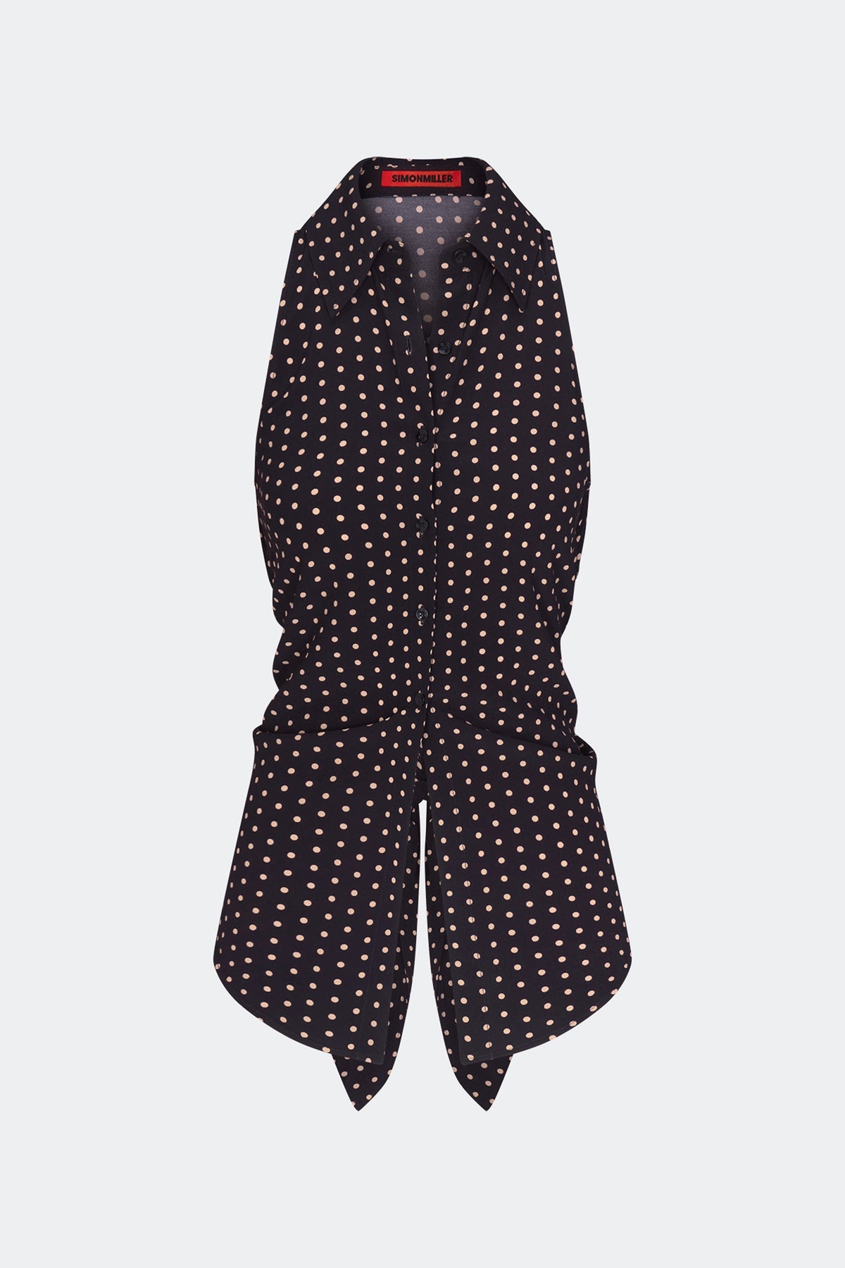 Loch Sleeveless Crepe Button Up | Simon Miller Black/Tan Polka Dot