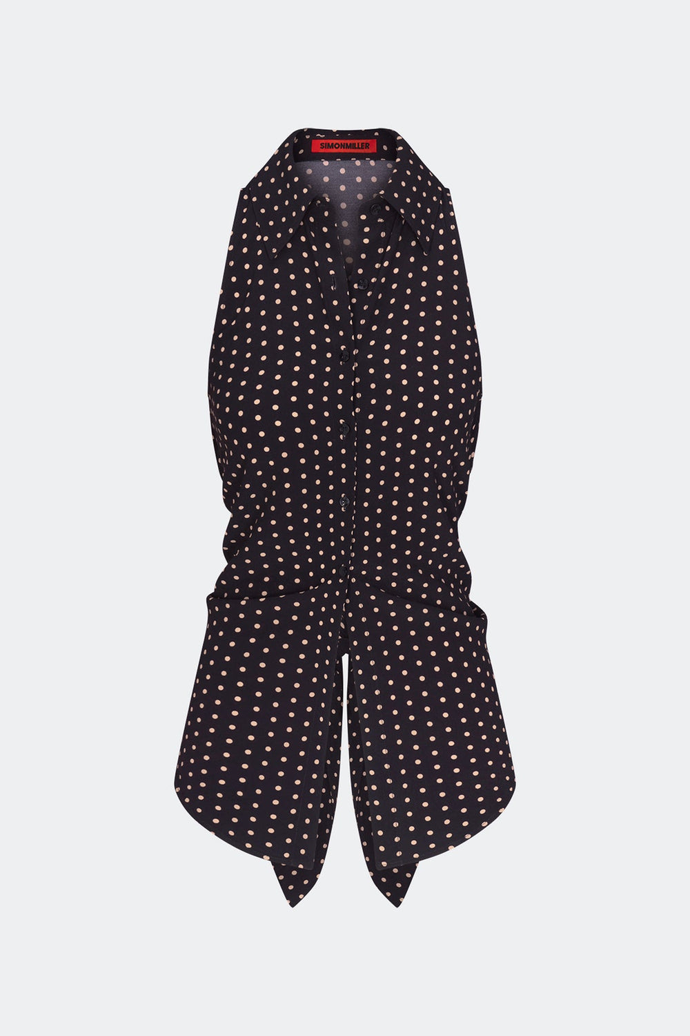 Loch Sleeveless Crepe Button Up | Simon Miller Black/Tan Polka Dot