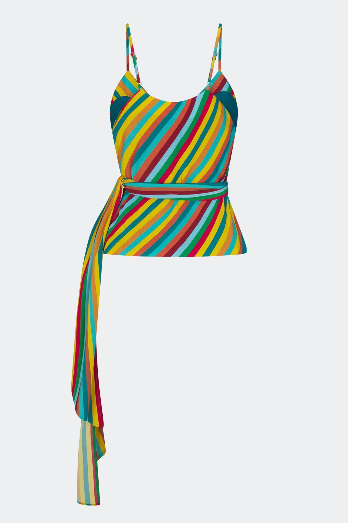 Marlowe Crepe Tie Tank | Simon Miller Vibrant Multi Stripe
