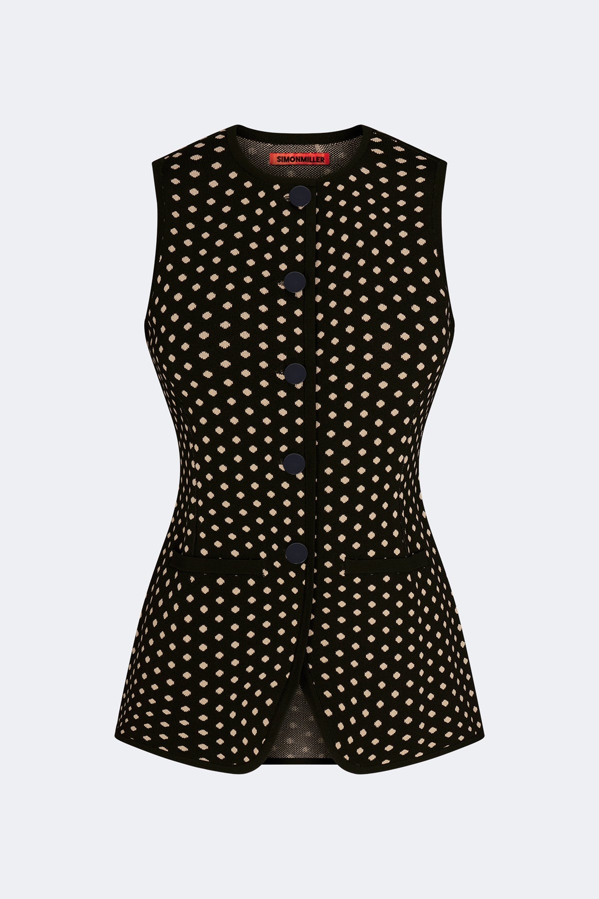 Del Mar Knit Vest | Simon Miller Black/Tan Polka Dot