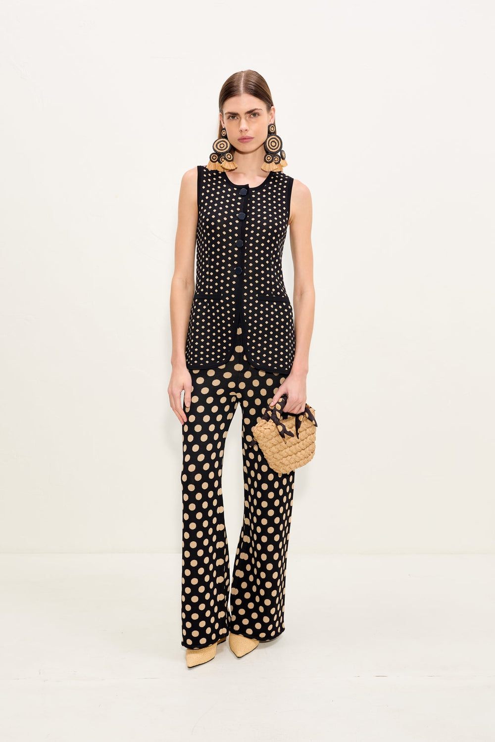 Del Mar Knit Vest | Simon Miller Black/Tan Polka Dot