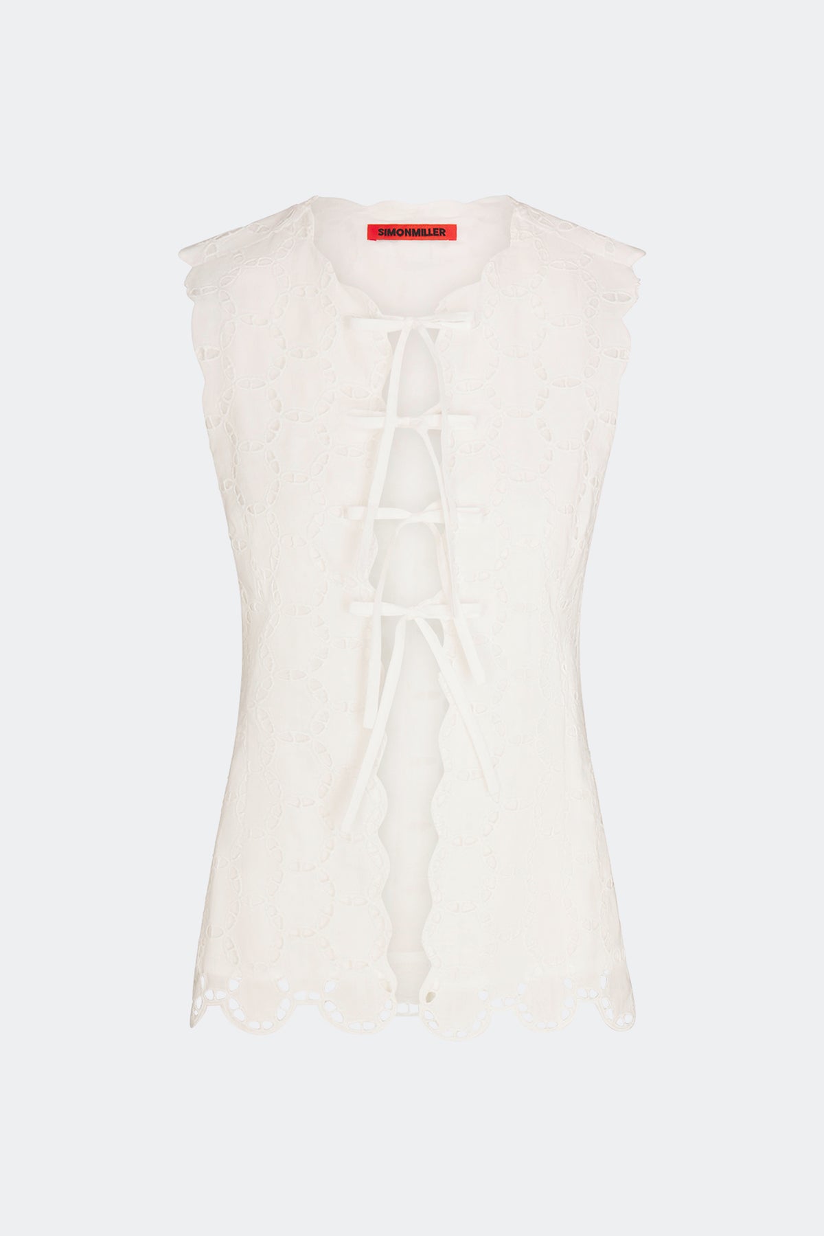 Delilah Eyelet Tie Top | Simon Miller Macadamia