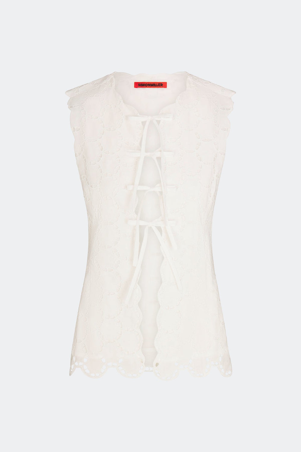 Delilah Eyelet Tie Top | Simon Miller Macadamia