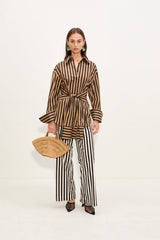 Inna Poplin Top | Simon Miller Black/Tan Stripe