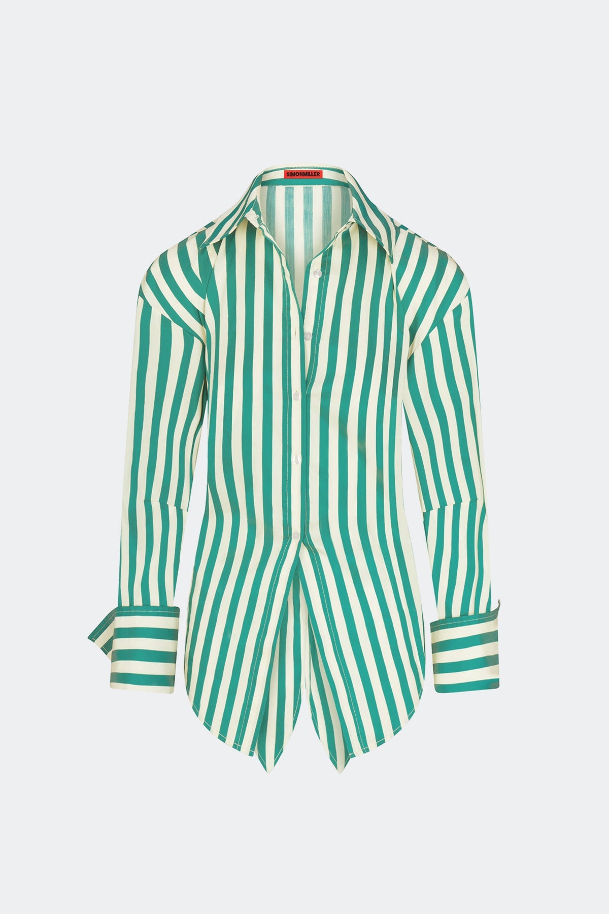 Loch Poplin Button Up | Simon Miller Teal/Cream Stripe