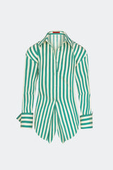 Loch Poplin Button Up | Simon Miller Teal/Cream Stripe