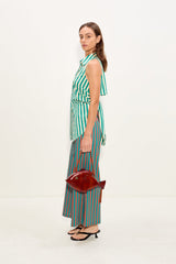 Toni Poplin Pant | Simon Miller Teal/Brick Stripe