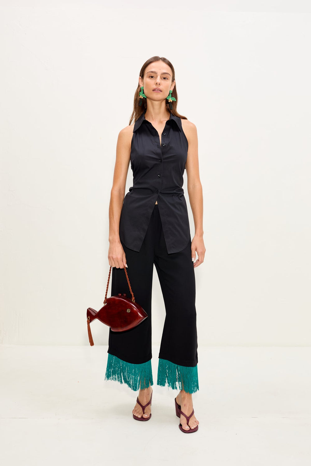 Nella Fringe Pant | Simon Miller Black/Teal