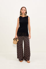 Nella Crepe Wide Leg Pant | Simon Miller Black/Tan Polka Dot