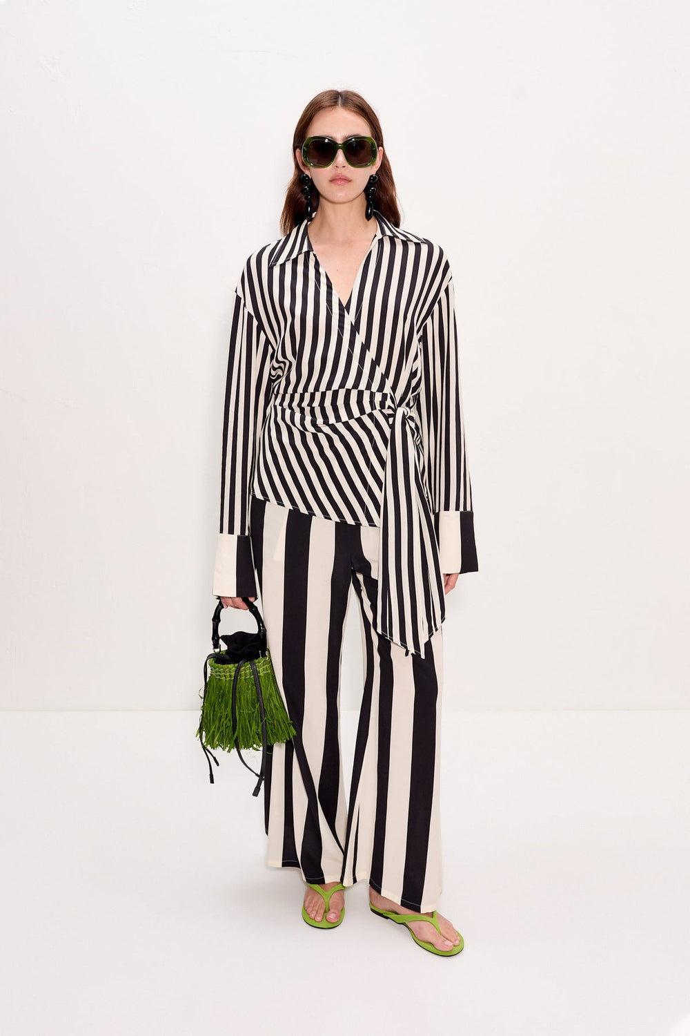 Nella Wide Leg Pant | Simon Miller Black/White Stripe