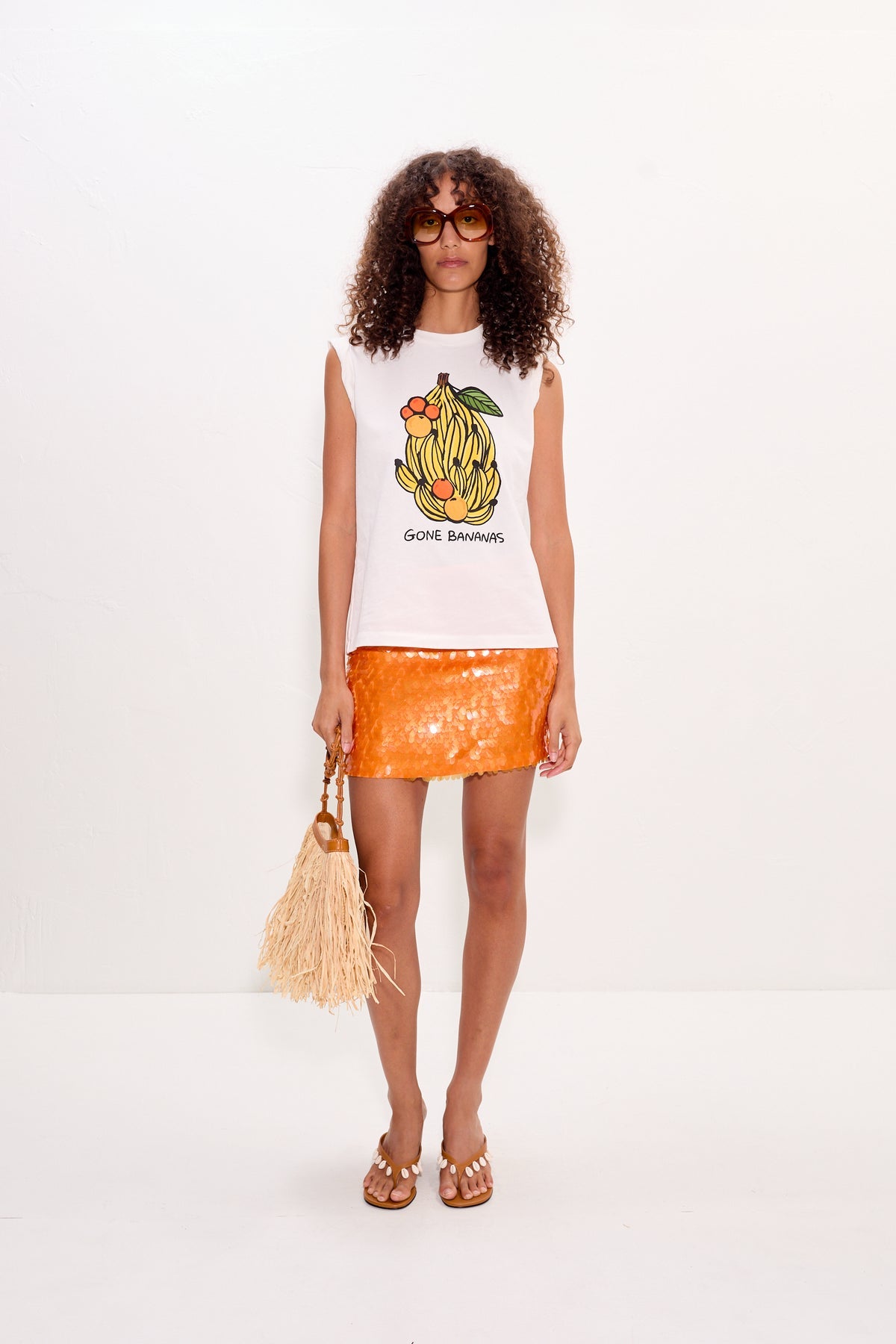 Dizzy Sequin Skirt | Simon Miller Tangerine Orange