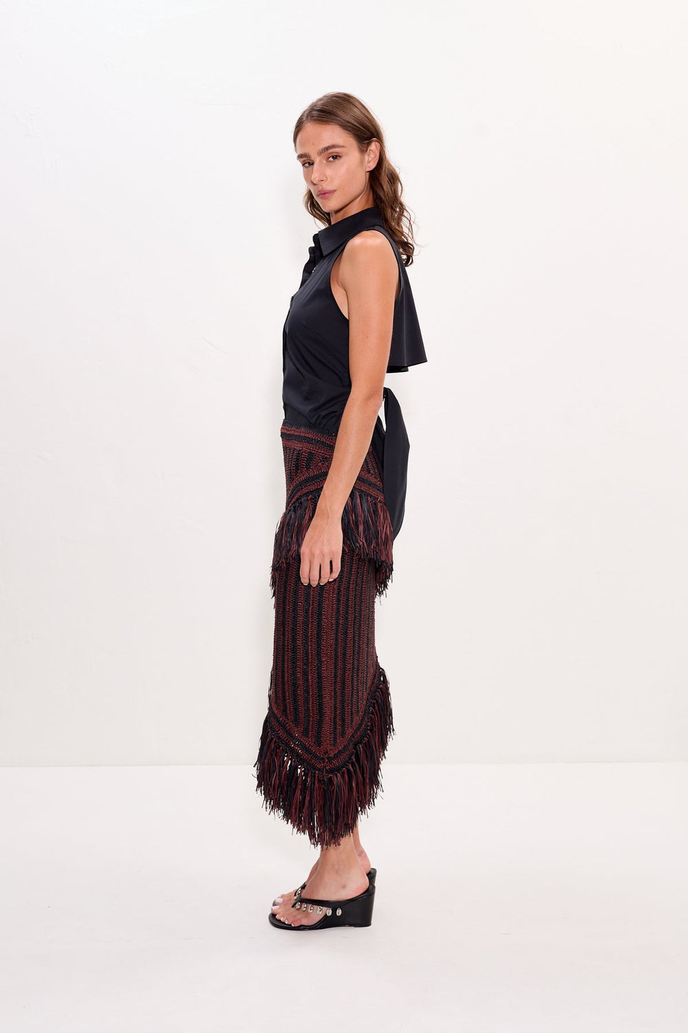 Beja Midi Skirt | Simon Miller Choco Brown/Black Combo