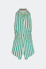 Loch Sleeveless Poplin Button Up | Simon Miller Teal/Cream Stripe