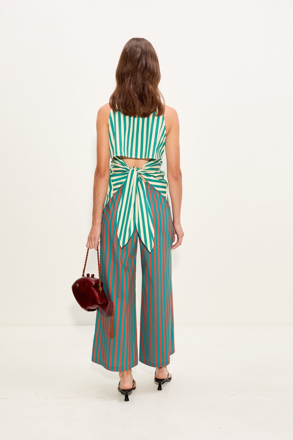Loch Sleeveless Poplin Button Up | Simon Miller Teal/Cream Stripe