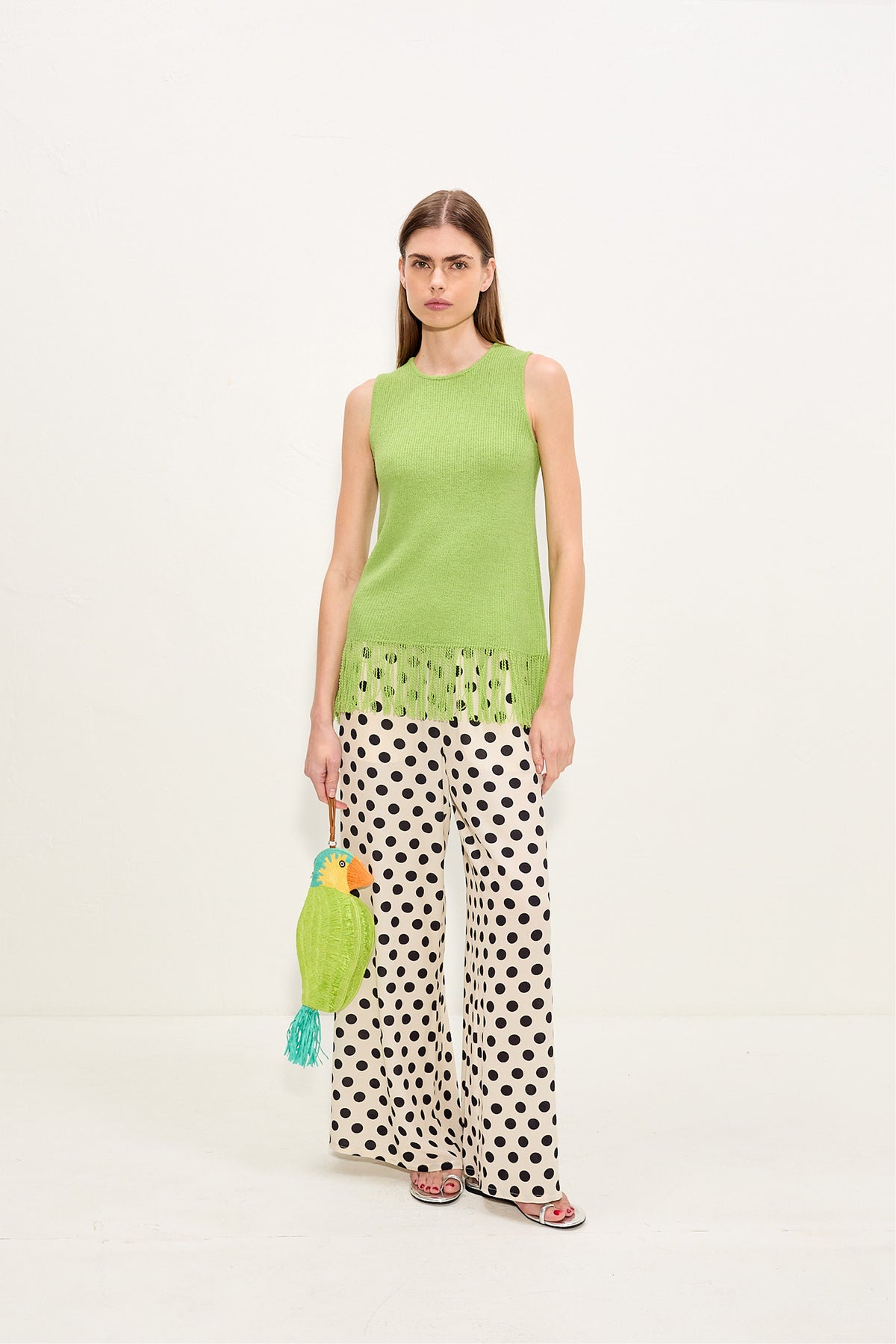 Nella Crepe Wide Leg Pant | Simon Miller Macadamia/Black Polka Dot