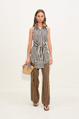 Pia Poplin Pant | Simon Miller Black/Tan Stripe