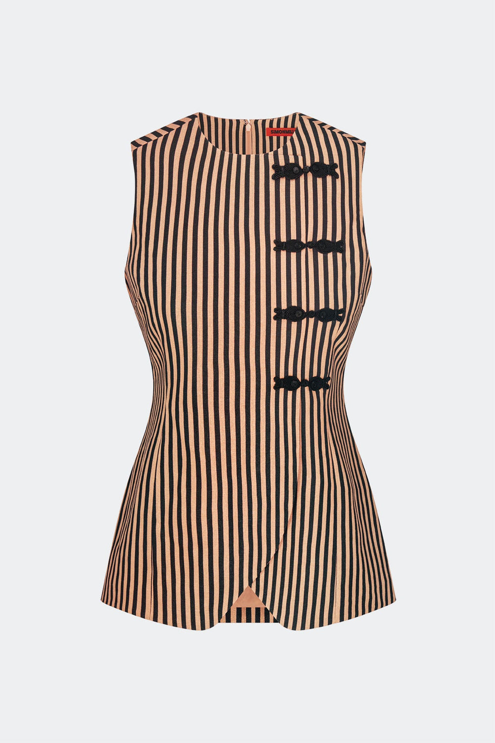 Mavis Linen Top | Simon Miller Black/Tan Stripe