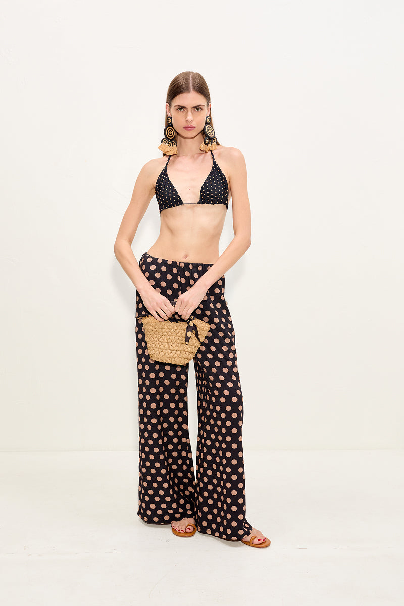 Bwai Bikini Top | Simon Miller Black/Tan Polka Dot