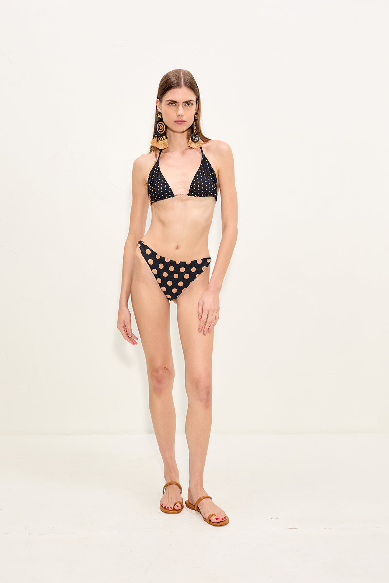 Bwai Bikini Bottom | Simon Miller Black/Tan Polka Dot