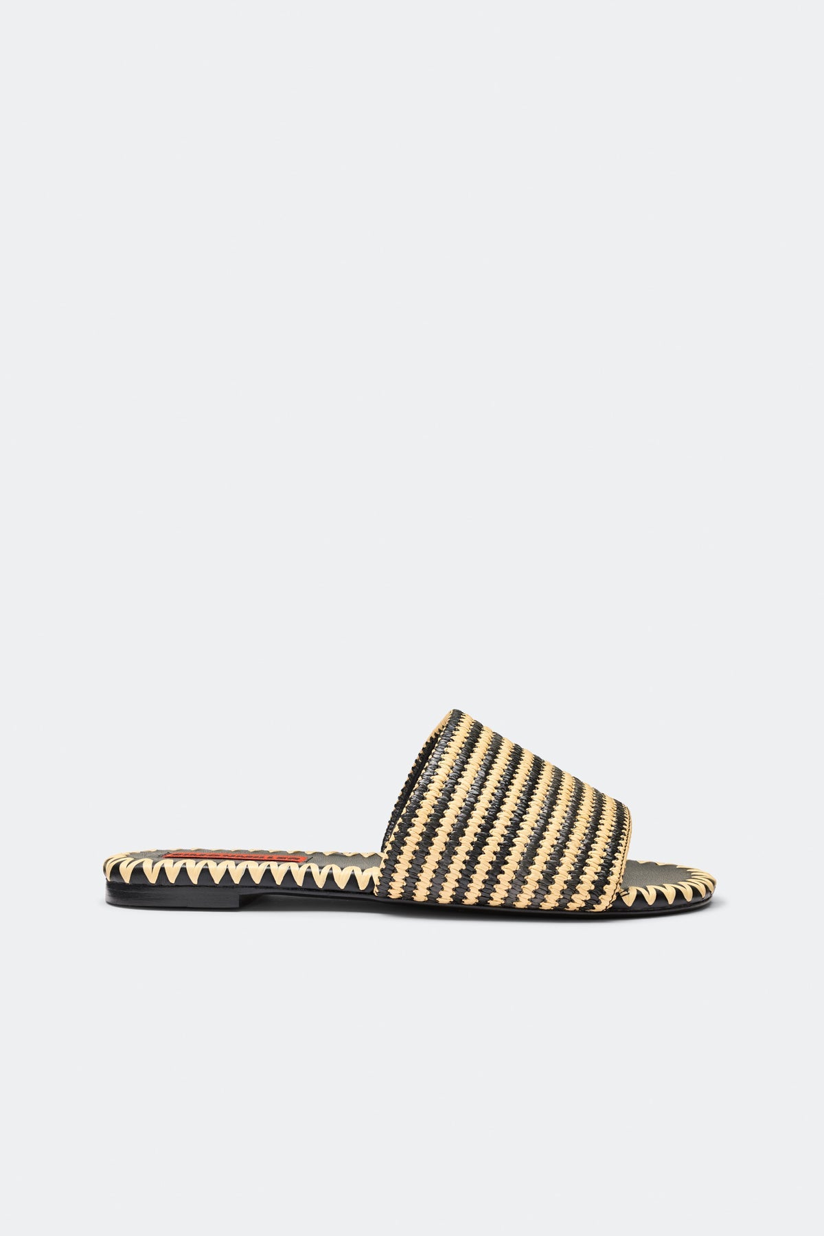 Stripe Raffia Salerno Sandal | Simon Miller Black/White Micro Stripe