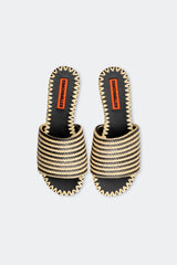 Stripe Raffia Salerno Sandal | Simon Miller Black/White Micro Stripe