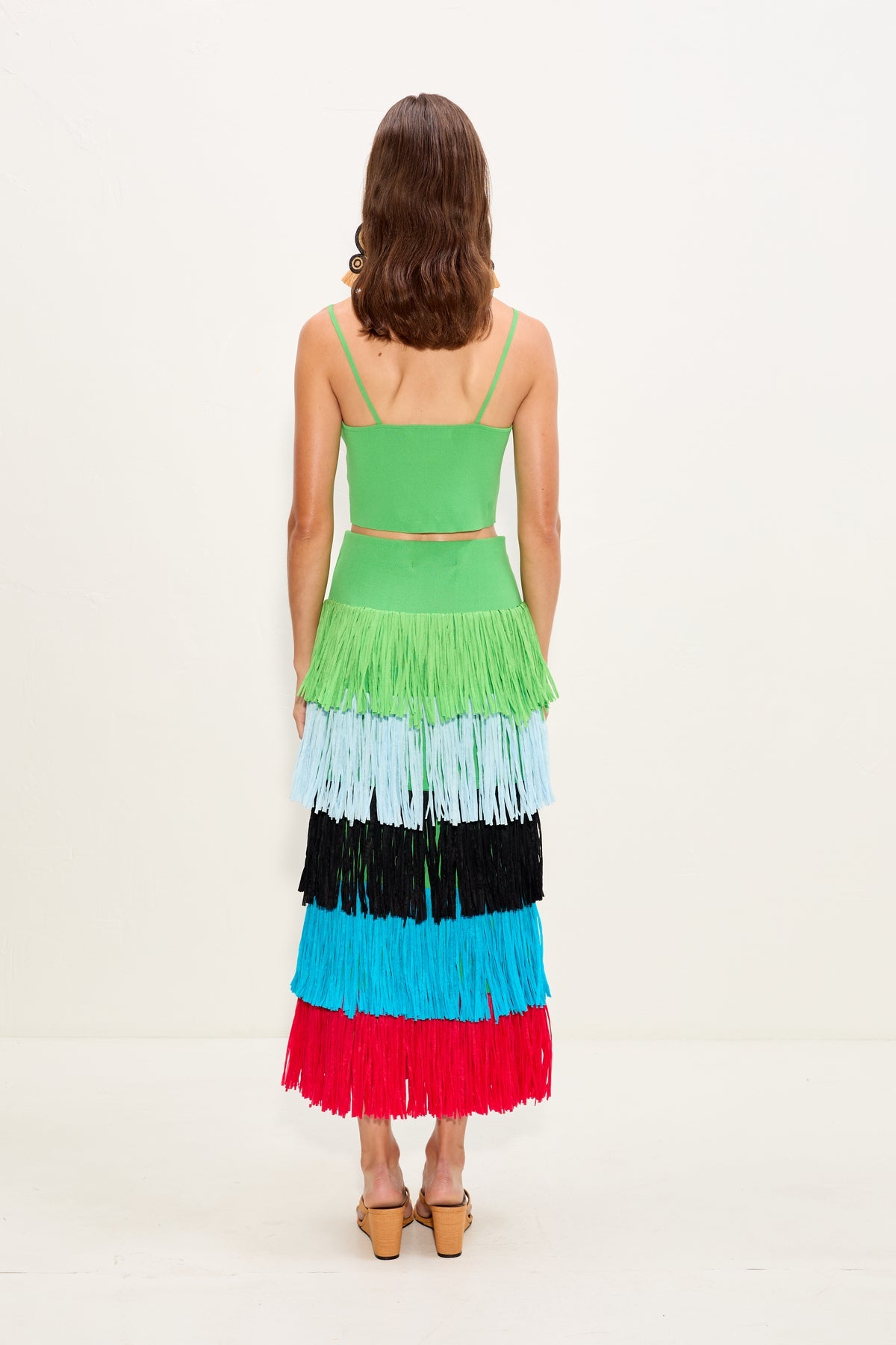 Dio Fringe Knit Skirt | Simon Miller Grass Green Multi