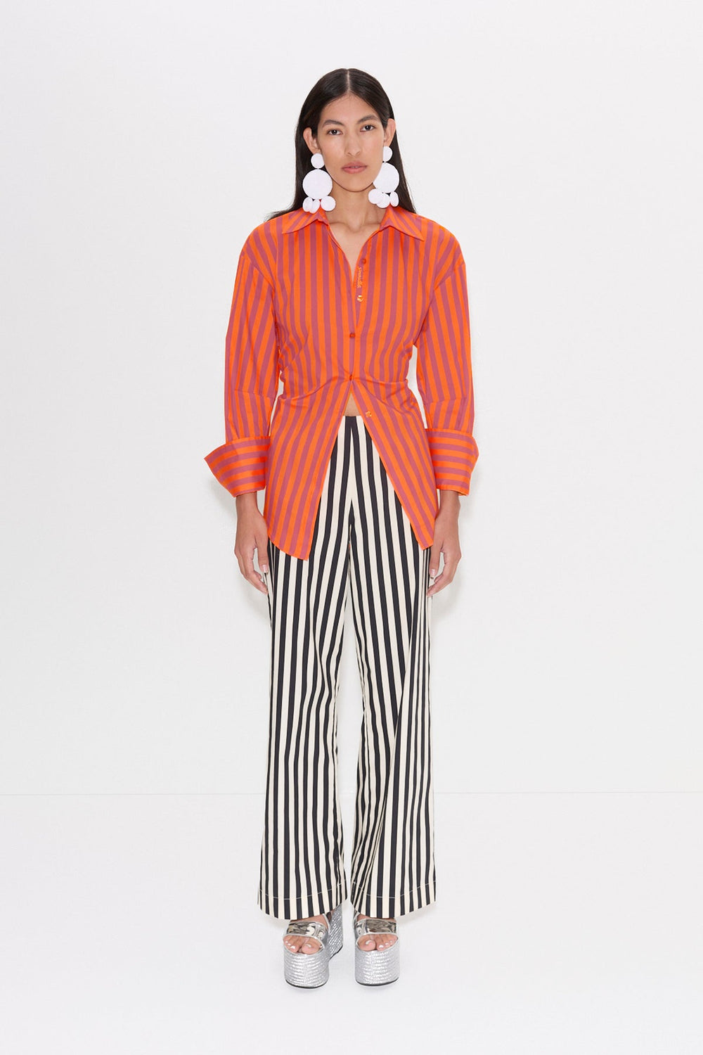 Pia Poplin Pant | Simon Miller BLACK/WHITE STRIPE