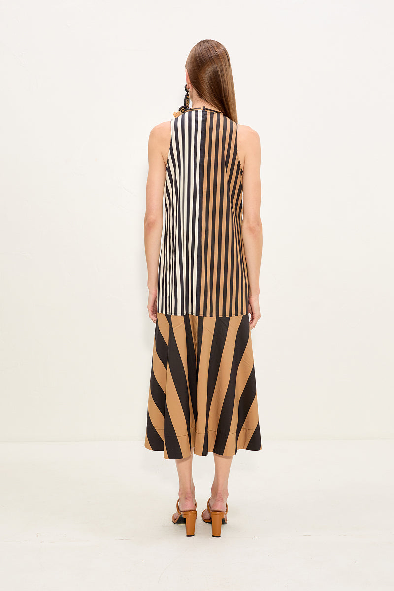 Celeste Poplin Dress | Simon Miller Black/Tan Stripe Combo