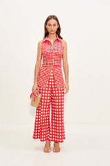 Toni Poplin Pant | Simon Miller Tomato/White Gingham
