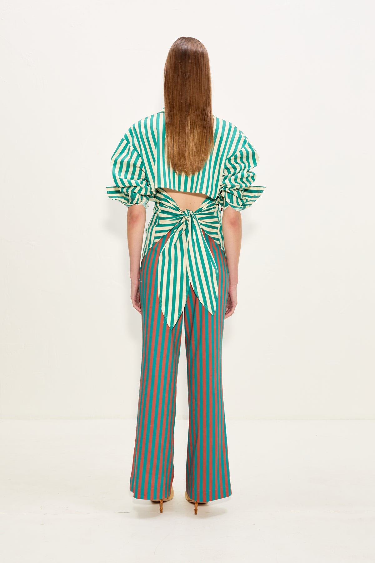Loch Poplin Button Up | Simon Miller Teal/Cream Stripe