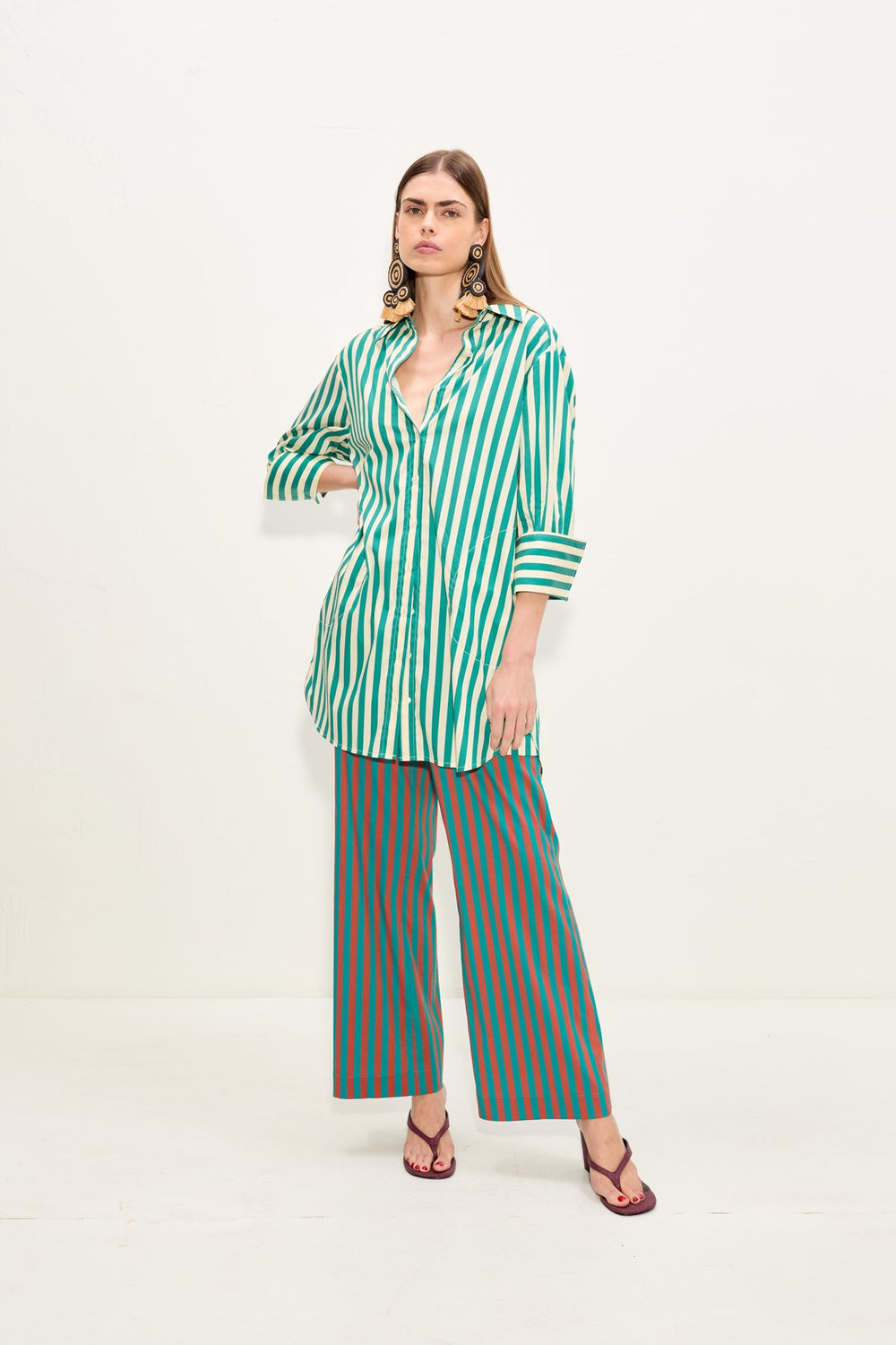 Kena Poplin Dress | Simon Miller Teal/Cream Stripe