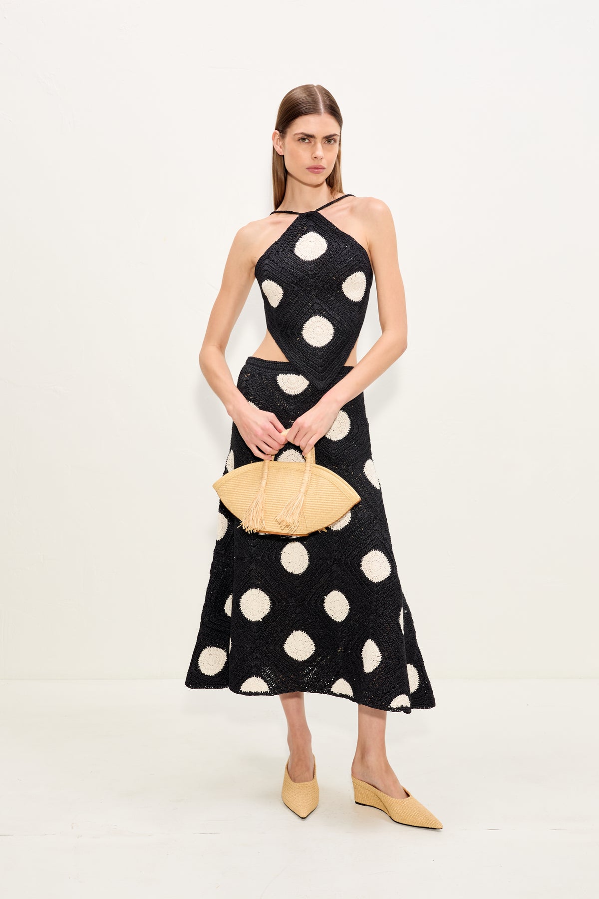 Kit Crochet Top | Simon Miller Black/Macadamia Polka Dot
