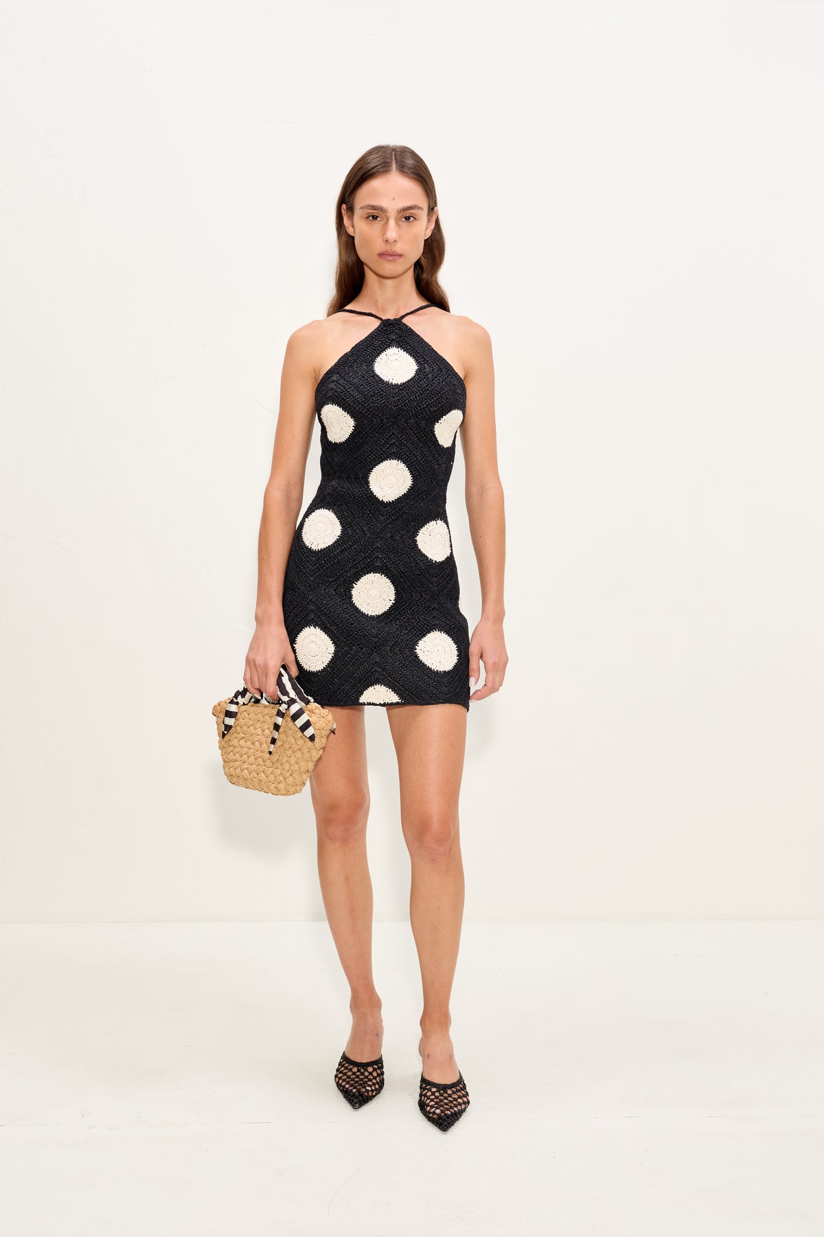 Kit Crochet Mini Dress | Simon Miller Black/Macadamia Polka Dot