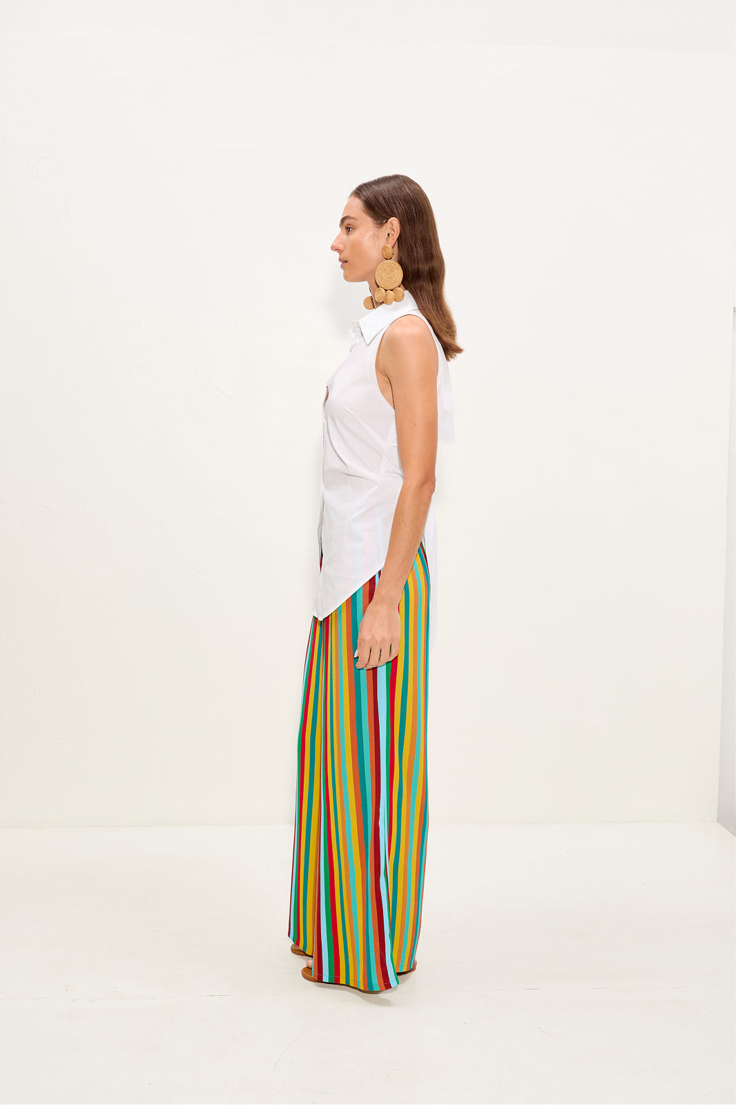 Nella Crepe Wide Leg Pant | Simon Miller Vibrant Multi Stripe