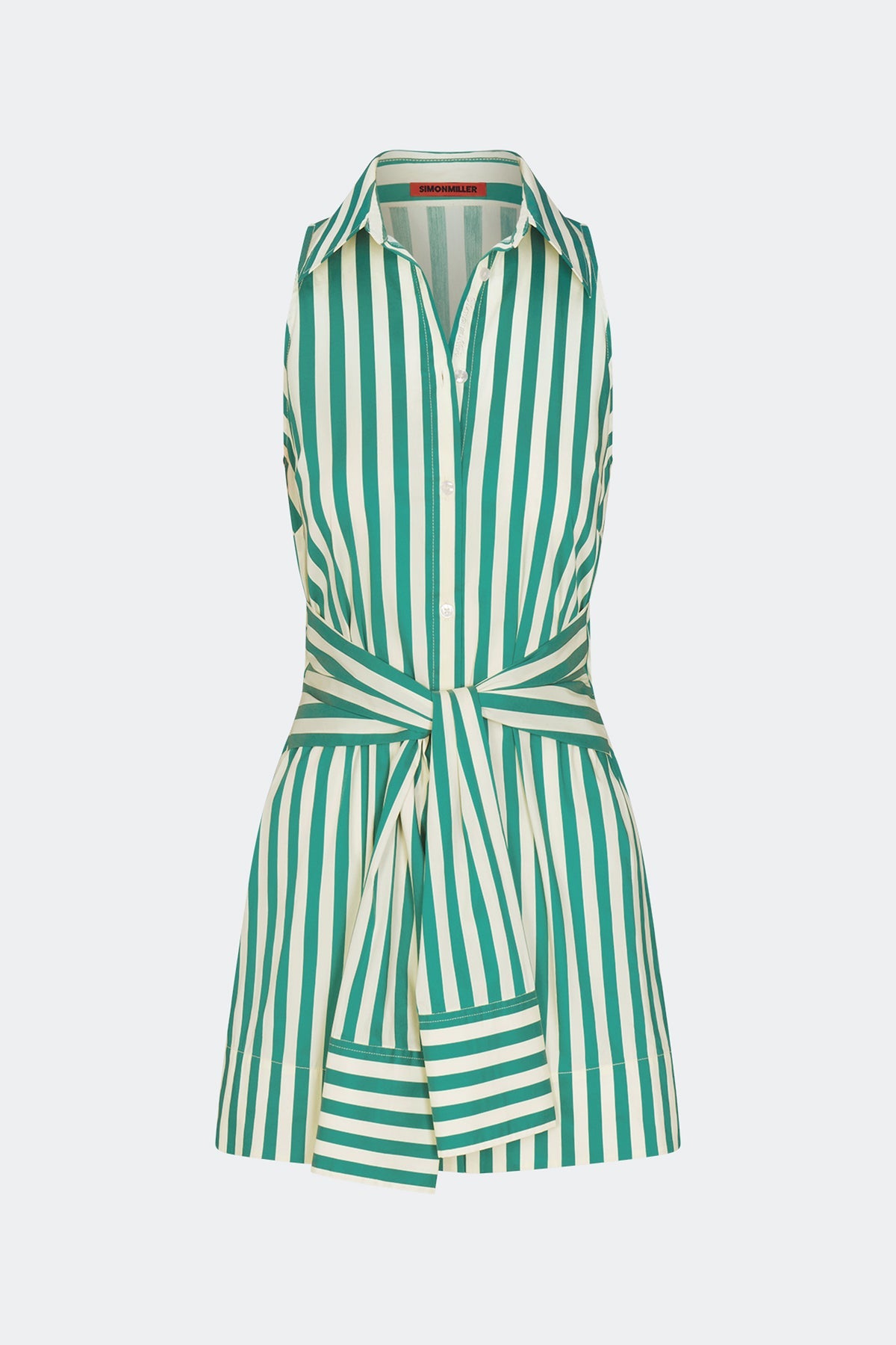 Inna Sleeveless Poplin Mini Dress | Simon Miller Teal/Cream Stripe