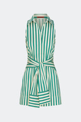 Inna Sleeveless Poplin Mini Dress | Simon Miller Teal/Cream Stripe