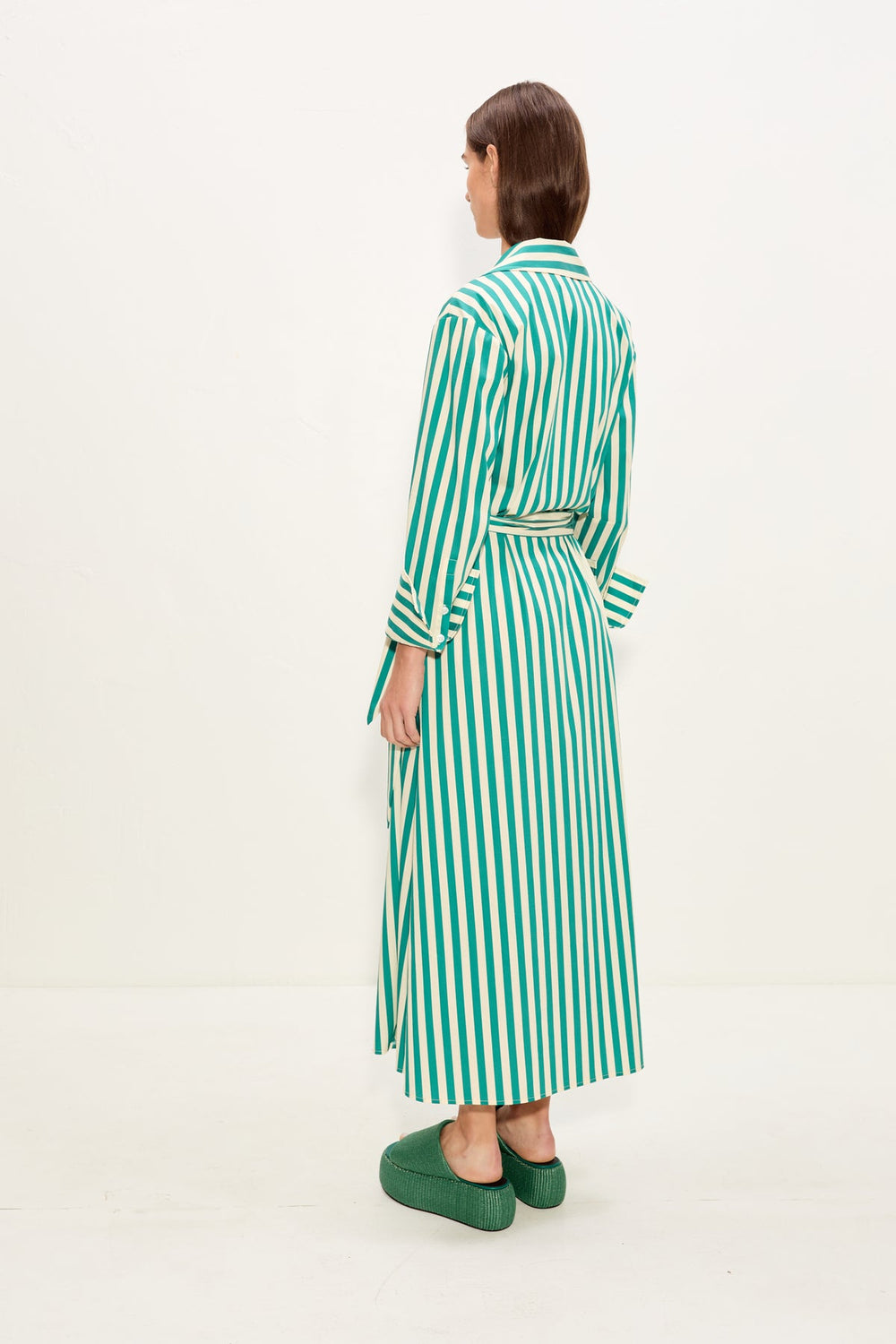 Anya Poplin Wrap Dress | Simon Miller Teal/Cream Stripe