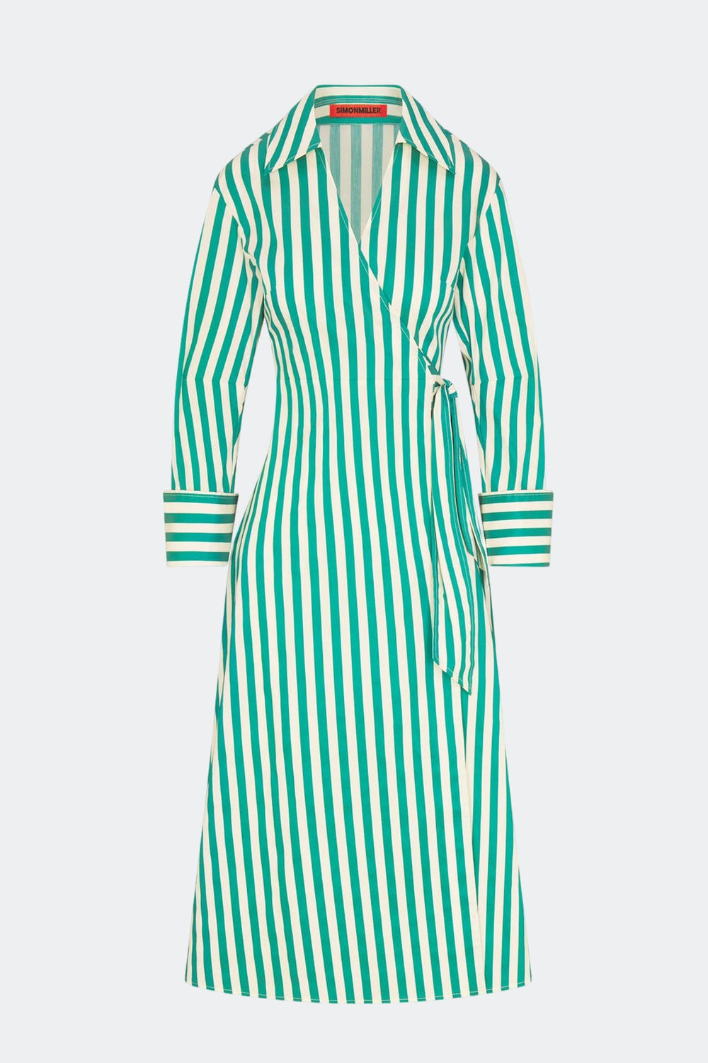 Anya Poplin Wrap Dress | Simon Miller Teal/Cream Stripe