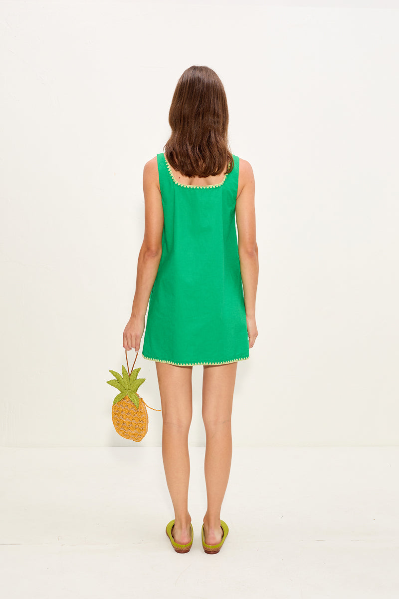 Sahara Embroidered Linen Dress | Simon Miller Grass Green