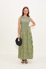 Laurel Poplin Midi Dress | Simon Miller Peridot/Ebony Gingham