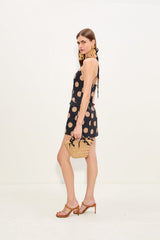 Kirra Linen Mini Dress | Simon Miller Black/Tan Polka Dot