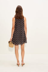 Gia Chiffon Mini Dress | Simon Miller Black/Tan Polka Dot